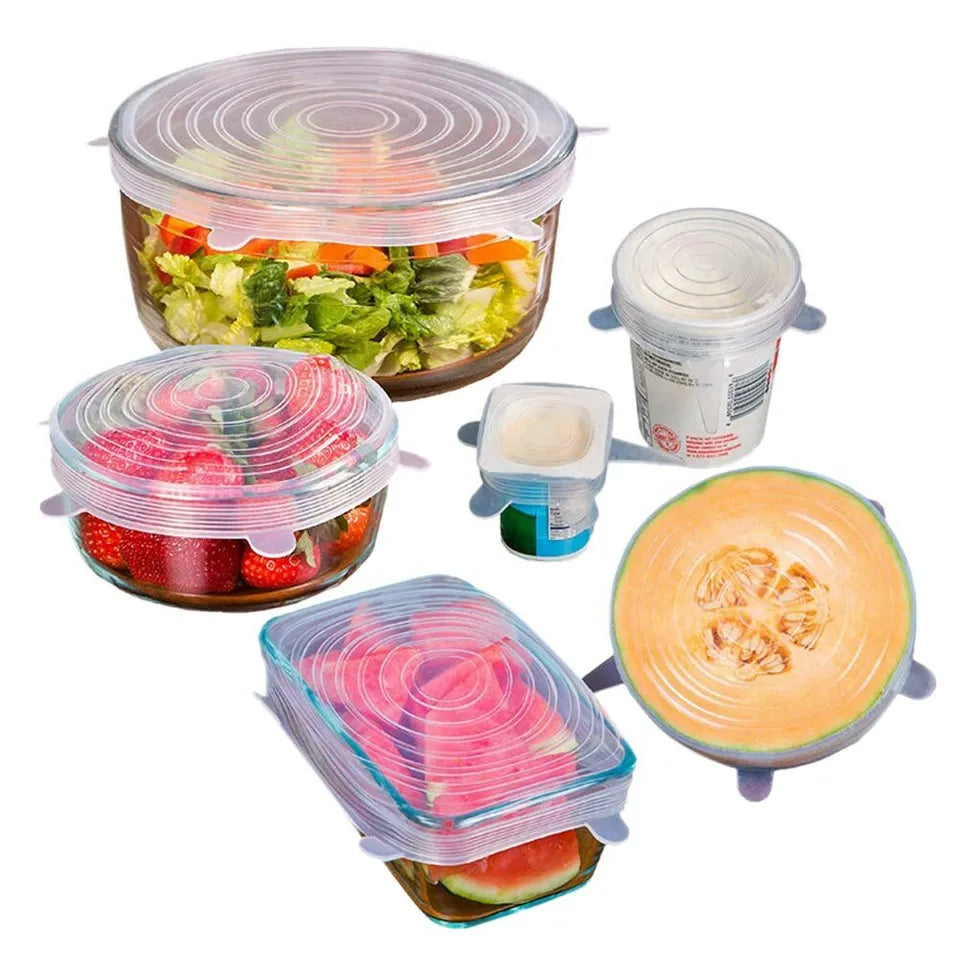 6 Pcs/Set Stretchable Reusable Silicone Lid Food Storage Covers
