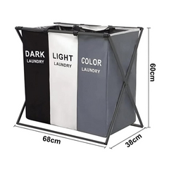 Collapsible Color Separator Compartment Laundry Basket for Home
