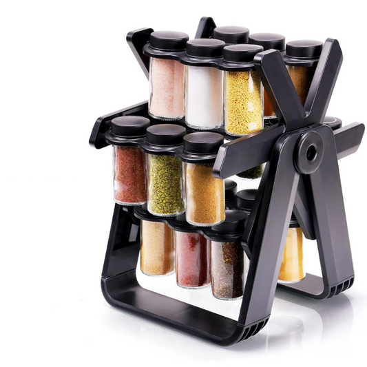 18 Jar Rotating Spice Bottles Organizer Rack