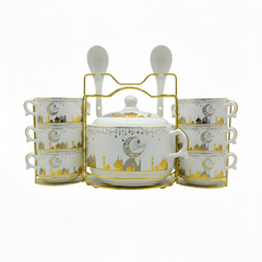 15 Pcs Ramadan Special Soup Set with Stand Gold Moon