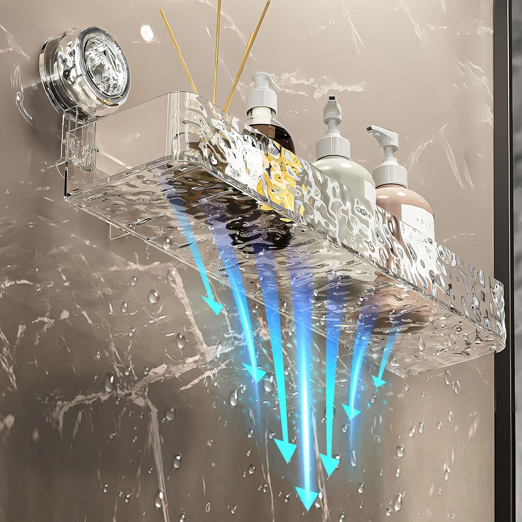 Wall Mounted Suction Cup Storage Holder for Bathroom Shower Supplies