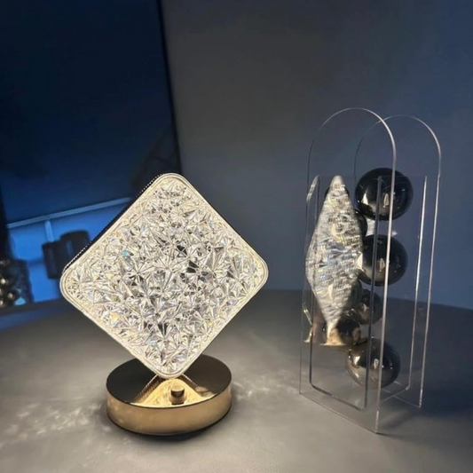 Touch Control Rechargeable Square Crystal Diamond Desk Lamp