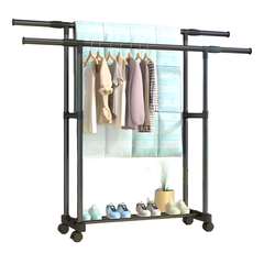 Adjustable Cloth Hanging Rack with Wheels for Coats, Dress