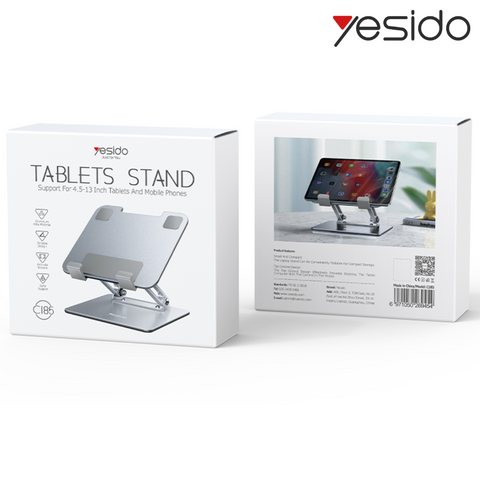 Yesido C185 Adjustable Height Foldable Tablet Holder, Aluminium Alloy Laptop Stand