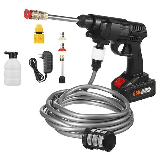 68V Cordless High Pressure Car Washing Gun, Rechargeable with Detergent Tank