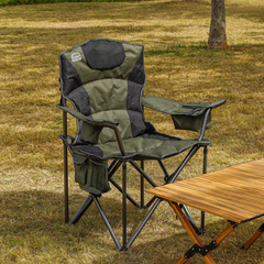 Foldable Camping Chair with Storage Pockets & Cup Holders (92x100CM)
