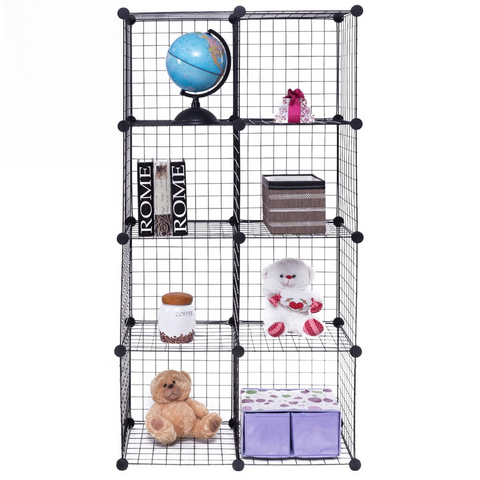 8 Cubes DIY Metal Grid Wire Wardrobe Organizer Home Decor Shelf