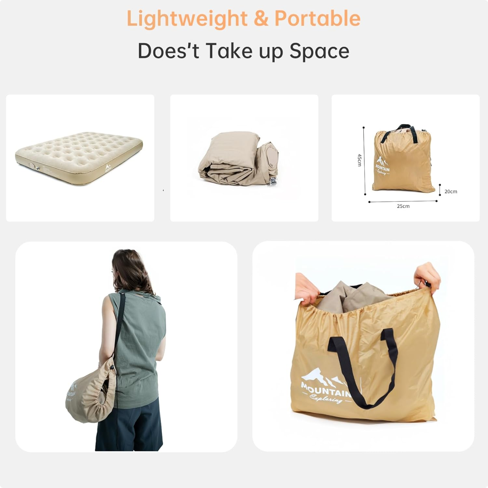 Portable Inflatable Blow Up Air Mattress Bed with Built-in Automatic Pump for Outdoor Camping