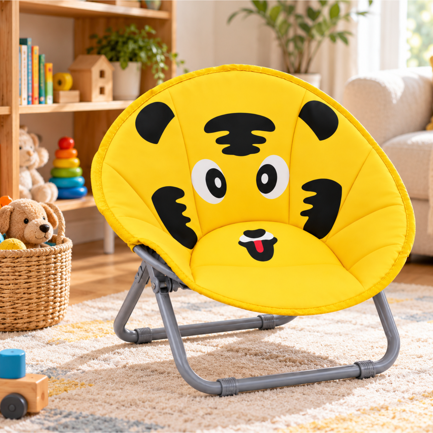 Kids Folding Animated Character Moon Chair for Indoor and Outdoor Use