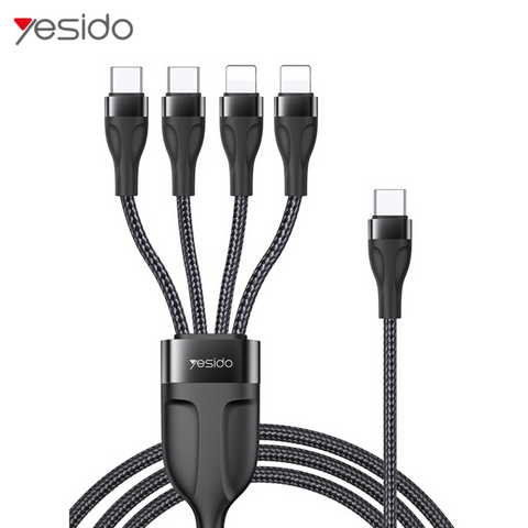 كابل شحن 4 في 1 - USB Type-C إلى 4 منافذ (2 Lightning + 2 USB C) - Yesido CA110