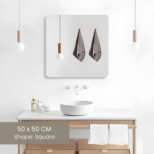 Acrylic Glass Wall Mirror, HD Self Adhesive DIY Mirror 50 X 50 CM (Square)