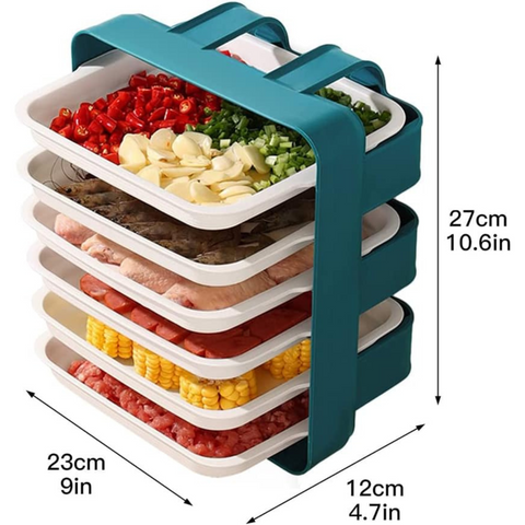 6 Layer Wall Mounted Stackable Side Dishes Organizer Shelf for Fruits & Vegetable Cut Piece