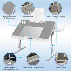 Adjustable Bed Laptop Table - Foldable Lifting Desk for Laptop, Study, Reading, Working