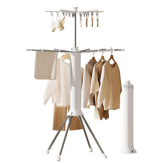 Folding Clothes Dryer, 360° Clothes Airer with Locking Wheels