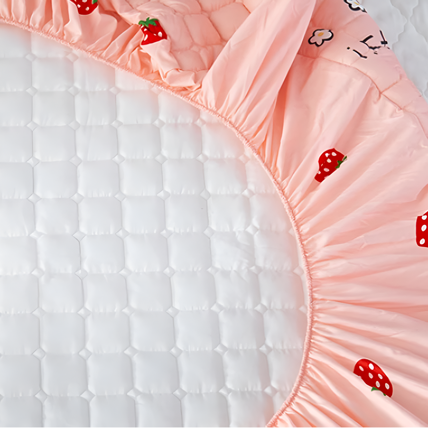 Quilted Waterproof Fitted Size Mattress Protector Bed Sheet with 2 Pillow Cases