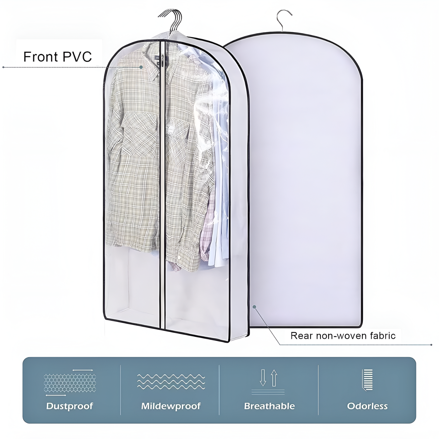 Hanging Garment Bag for Clothes, Dustproof Transparent Cover for Wardrobe