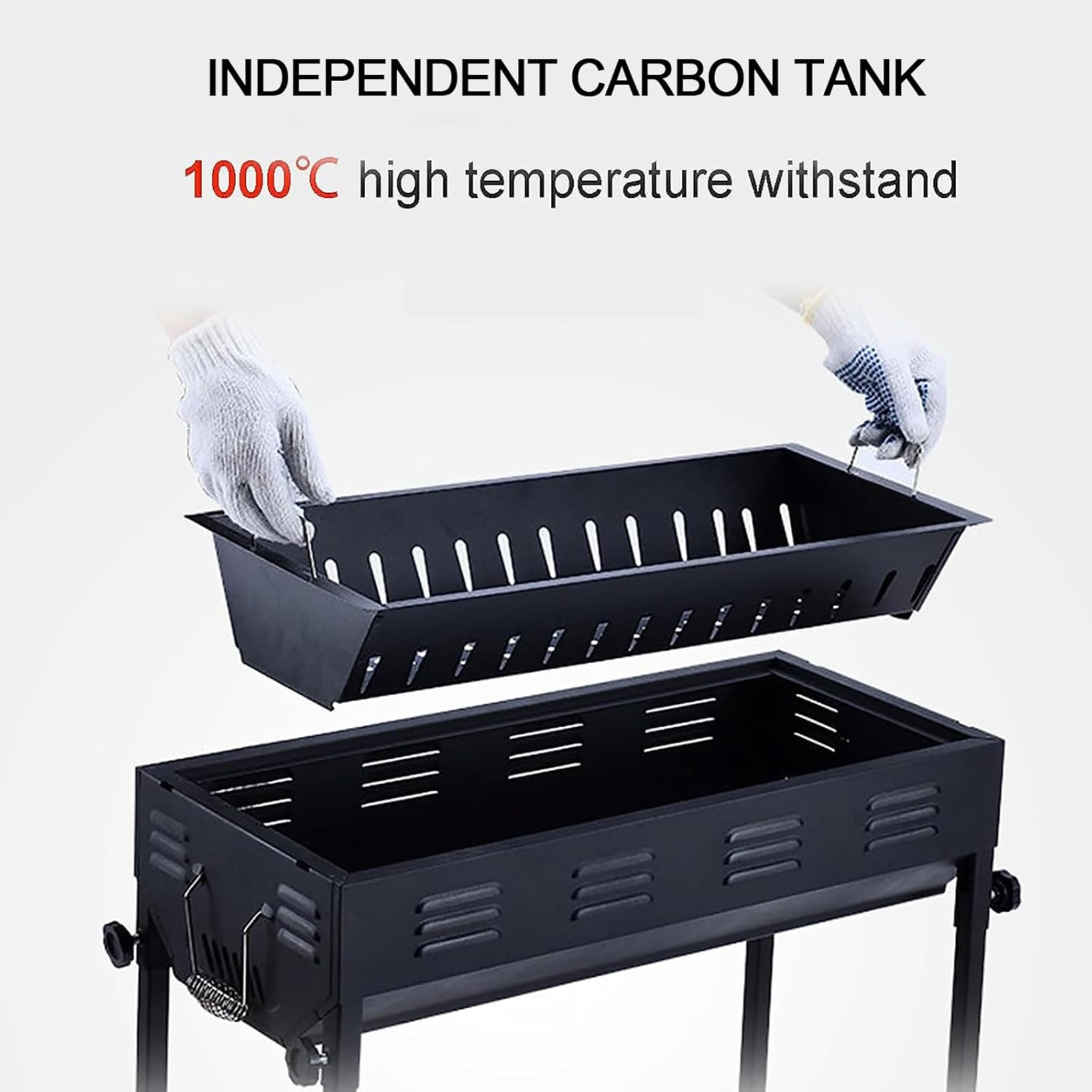 Portable Folding Outdoor BBQ Grill with Long Stand 62 x 30 x 116 cm