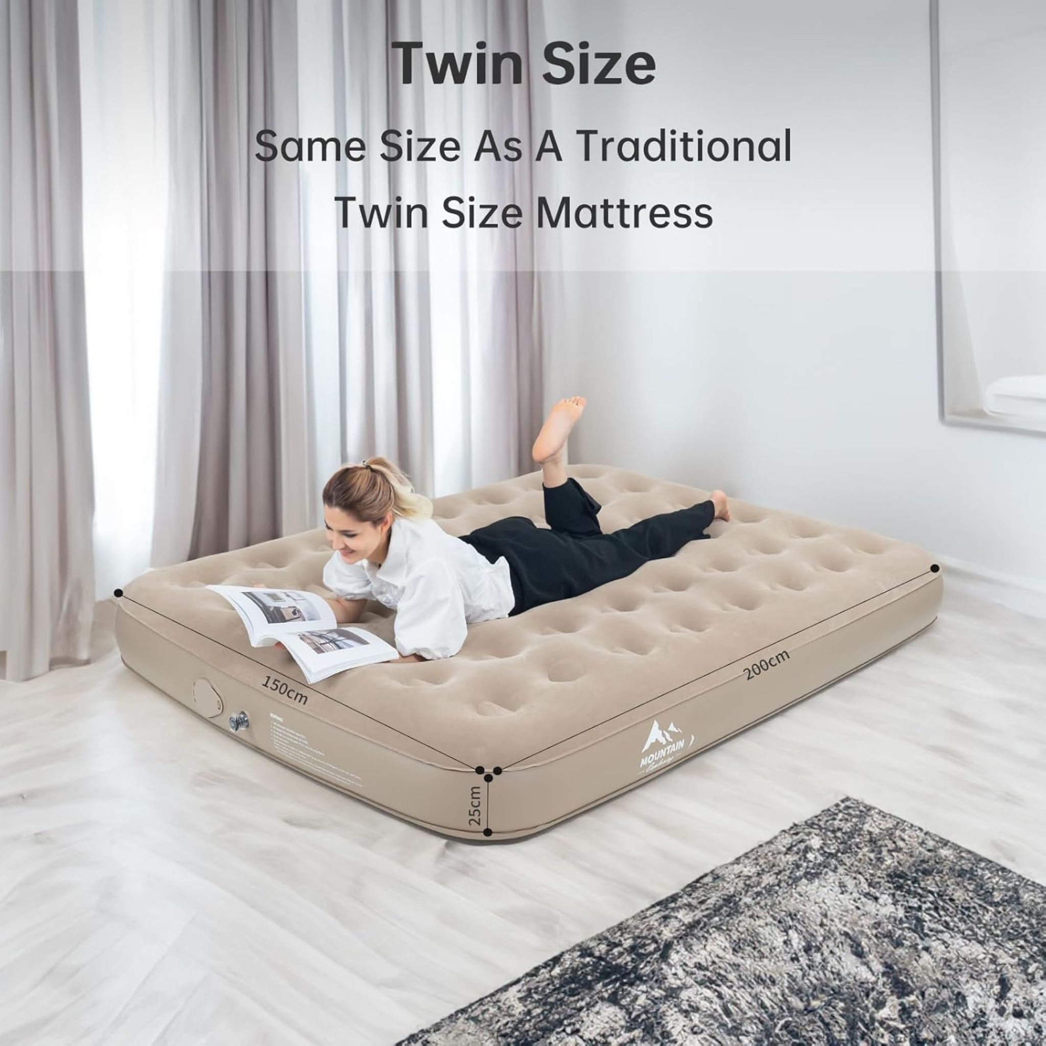 Portable Inflatable Blow Up Air Mattress Bed with Built-in Automatic Pump for Outdoor Camping