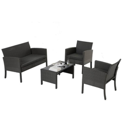 4 Seater Patio Outdoor Furniture Set, 4 Person Cushion Sofa Chairs with Center Coffee Table