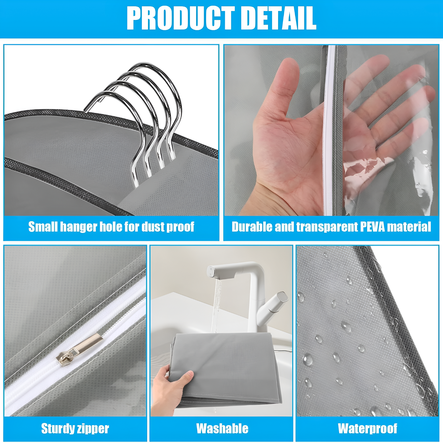 Hanging Garment Bag for Clothes, Dustproof Transparent Cover for Wardrobe