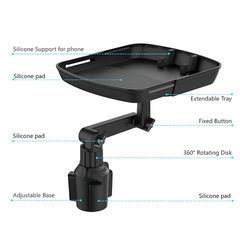 360° Adjustable Car Cup Holder Food Dining Tray with Phone Holder