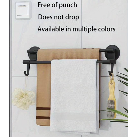 Wall Mounted Space Saving Towel Rack for Bathroom with Hooks