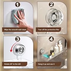 Wall Mounted Suction Cup Storage Holder for Bathroom Shower Supplies