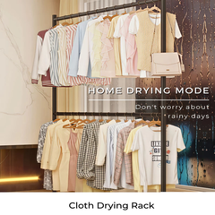 Double Decker Garments Display Rack, 80Kg Load Capacity Clothes Hanger