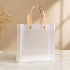 Translucent Plastic Gift Bag with Handle - Pack of 10 Pieces
