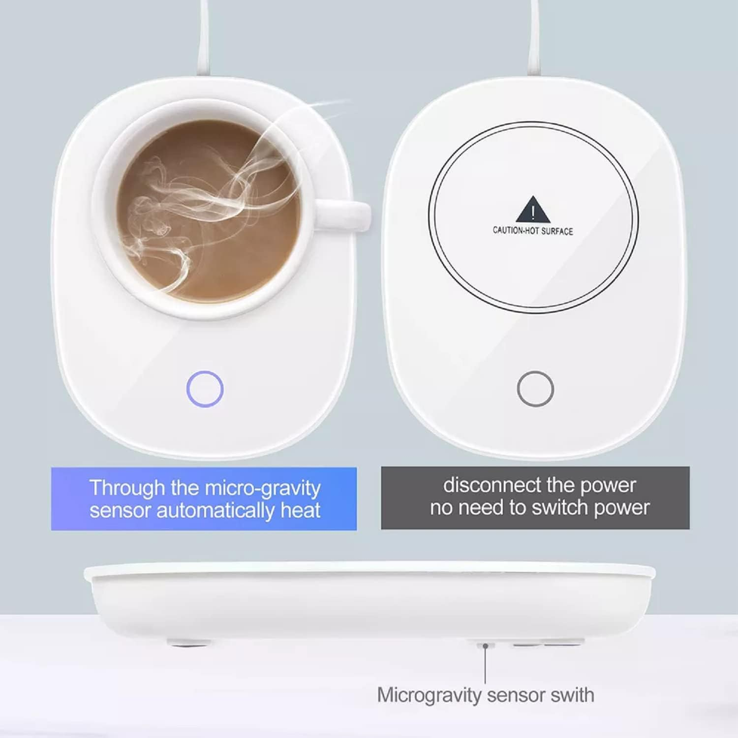 Smart Coffee Cup Warmer, 55° Constant Temperature Warmer with Cafe Mug and Stirrer