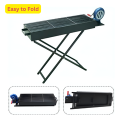 Folding BBQ Grill with Blower Fan for Outdoor Camping