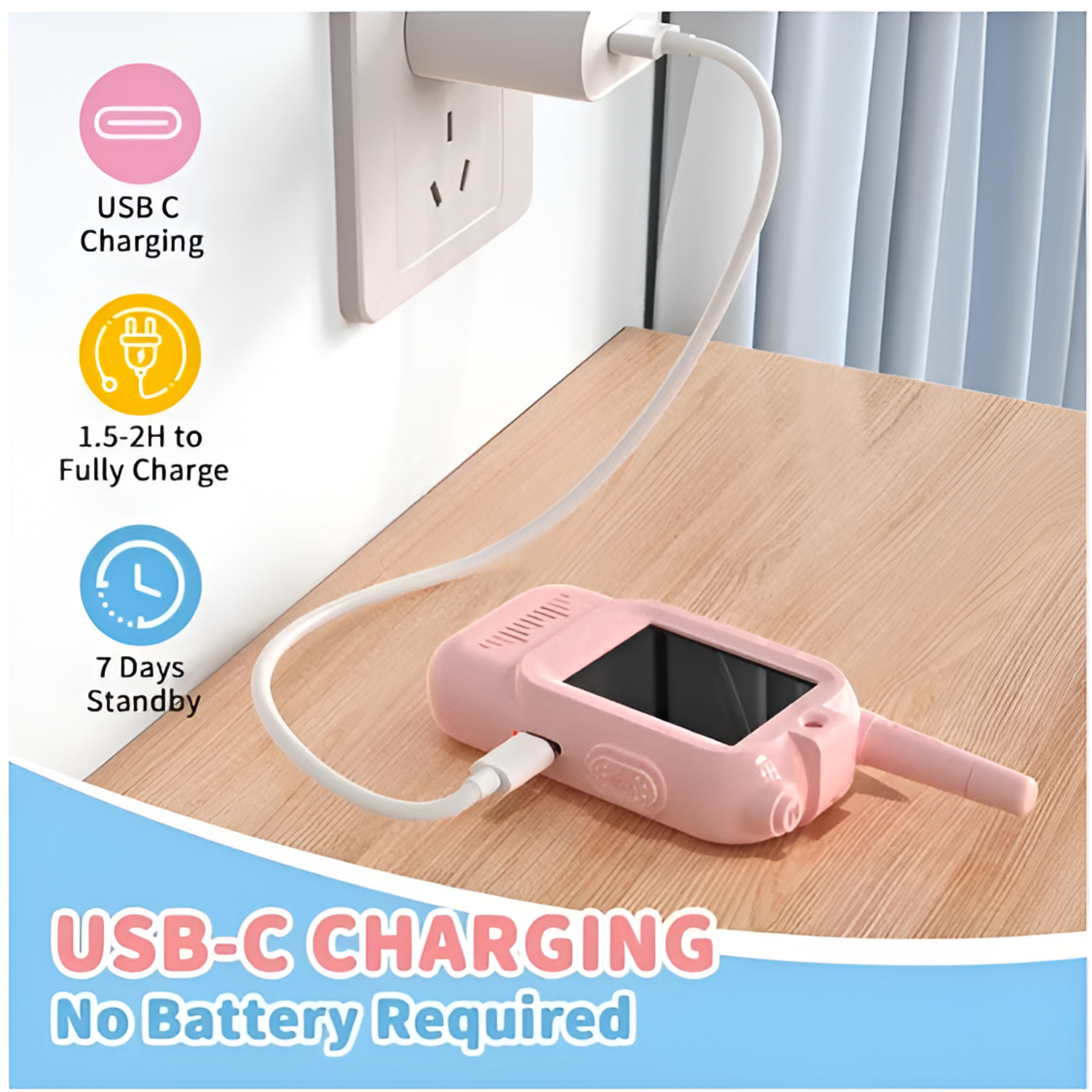 Children's Interactive Video Walkie Talkie, Rechargeable Kids Interactive Set with Camera and Voice Chat