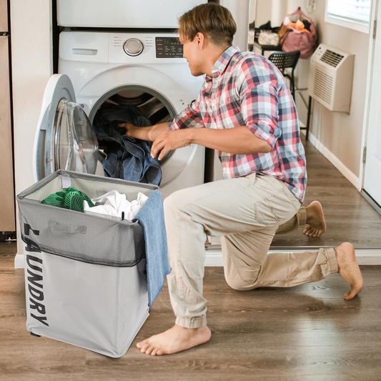 80 Liter Collapsible Laundry Basket with Wheel