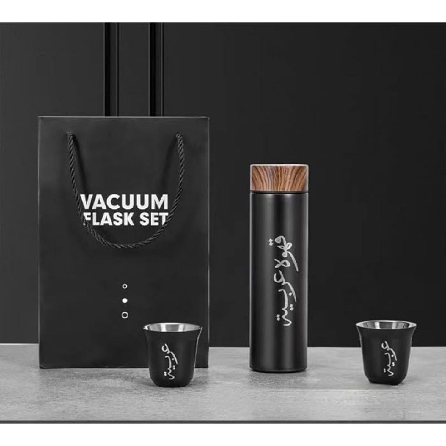 3 IN 1 500ml Thermal Vacuum Flask with 2 Arabic Coffee Gahwa Cups [GIFT EDITION]