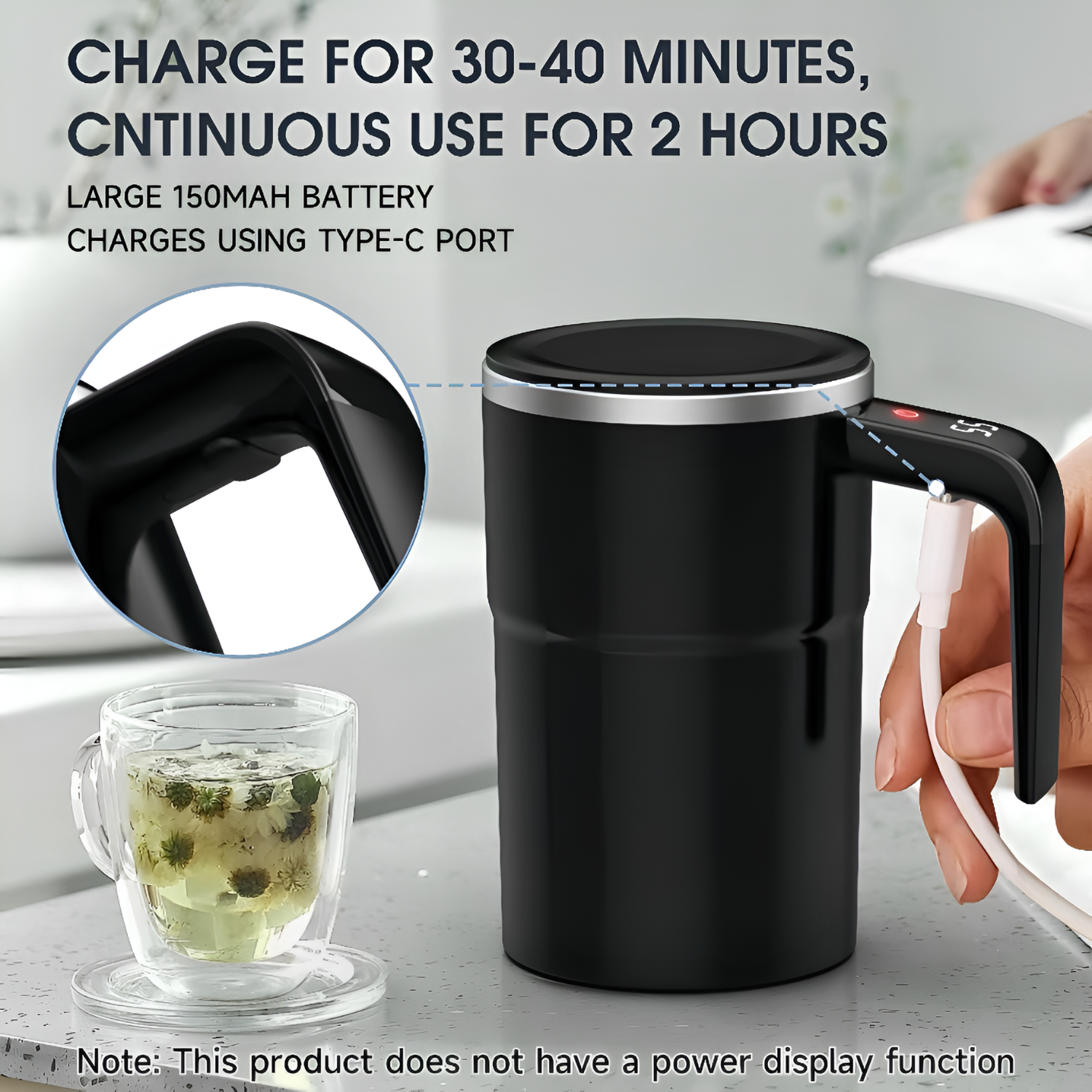 Automatic Magnetic Self-Stirring Mug With Lid Digital Display Rechargeable Mixing Cup