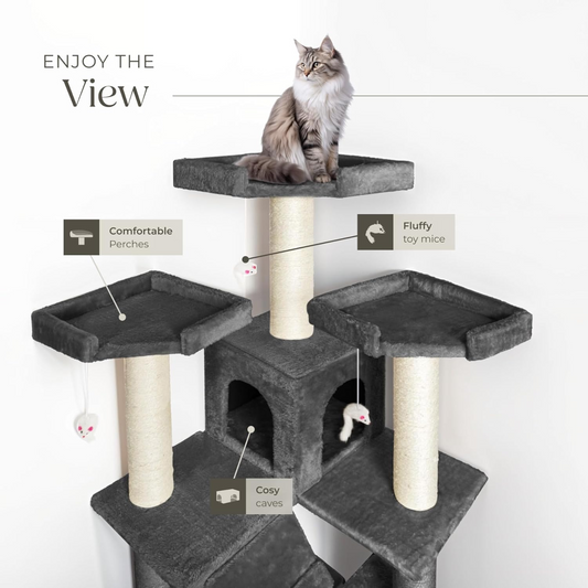 Indoor Cat Tree House, 5 Level Cat Climbing Tower