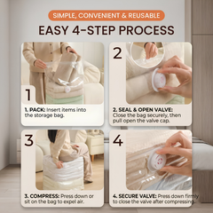 Three Dimensional Non Pumping Vacuum Bags for Clothes Compression Storage, Set of 5 Bags
