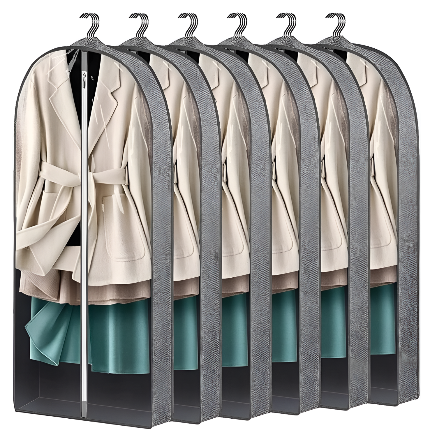 Hanging Garment Bag for Clothes, Dustproof Transparent Cover for Wardrobe Grey