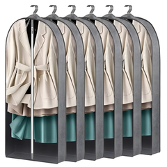 Hanging Garment Bag for Clothes, Dustproof Transparent Cover for Wardrobe Grey