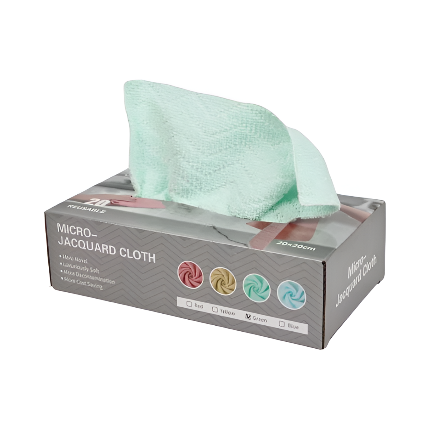 20 Pcs/Box Micro Jacquard Disposable Kitchen Cleaning Cloth, Reusable and Washable Cleaning Wipes Green