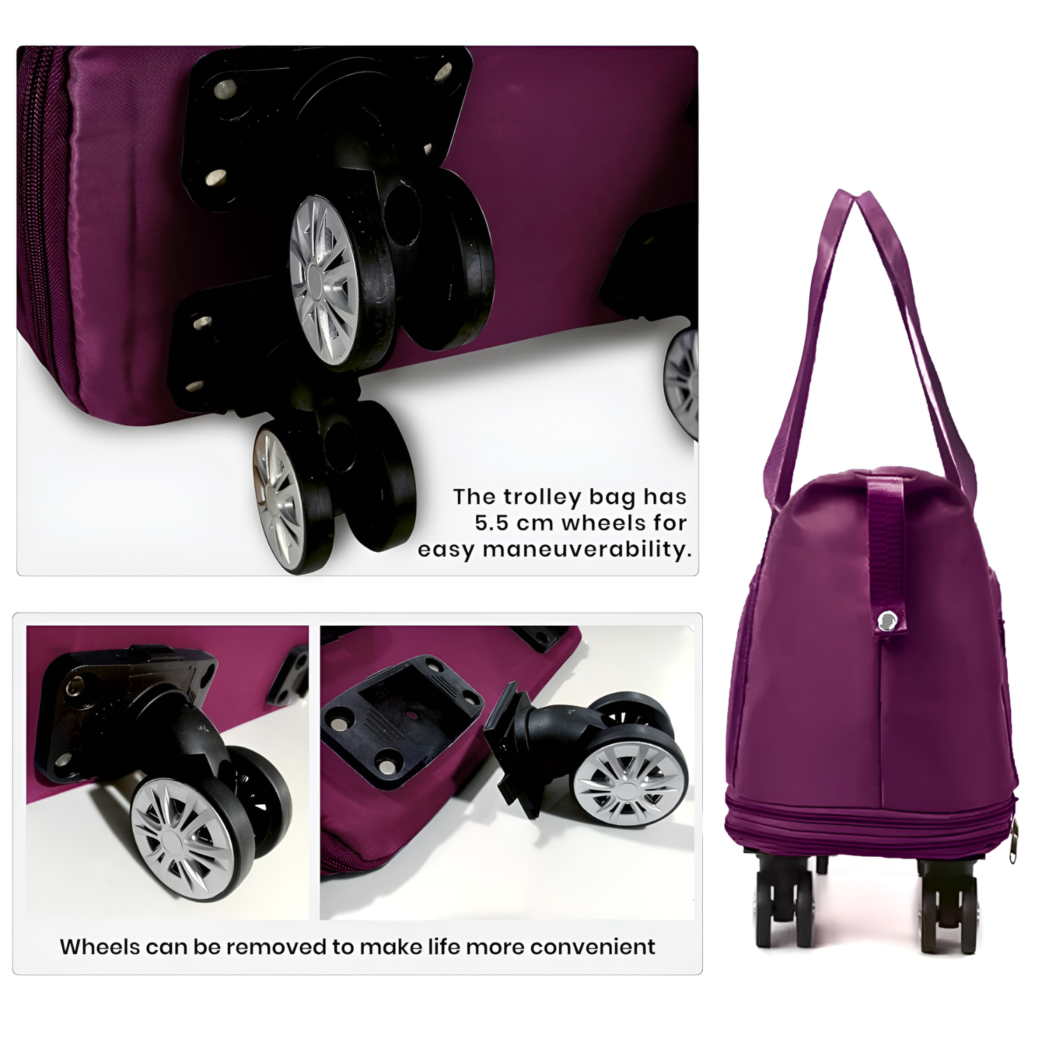 Foldable Expandable Travel Duffel Bag with Wheels Large Capacity