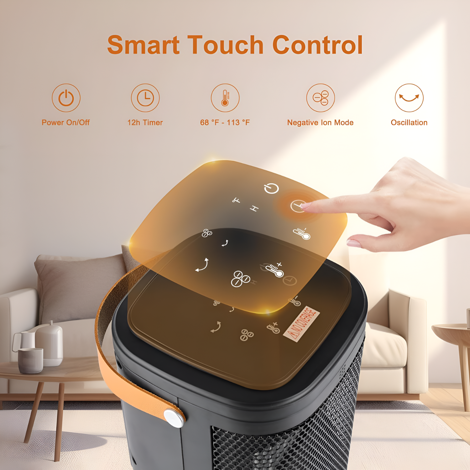 1500W Space Heater, Hot Air Blower with Touch Buttons and Remote Control