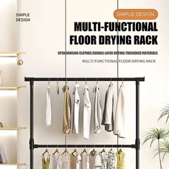 Double Decker Garments Display Rack, 80Kg Load Capacity Clothes Hanger