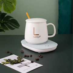 Smart Coffee Cup Warmer, 55° Constant Temperature Warmer with Cafe Mug and Stirrer