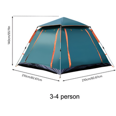 2.1 x 2.1 Meter Automatic Camping Tent with Sun Shade Canopy – Family Size for 3-4 Person