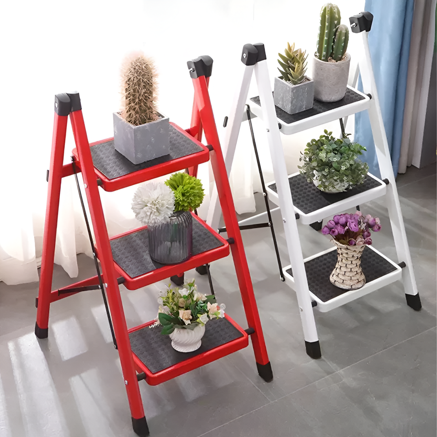 Foldable 3-Step Stool Ladder with Wide Pedals and 150 kg Load Capacity