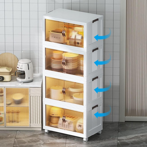 Multi-Layer Stackable Portable Storage Cabinet with Wheels