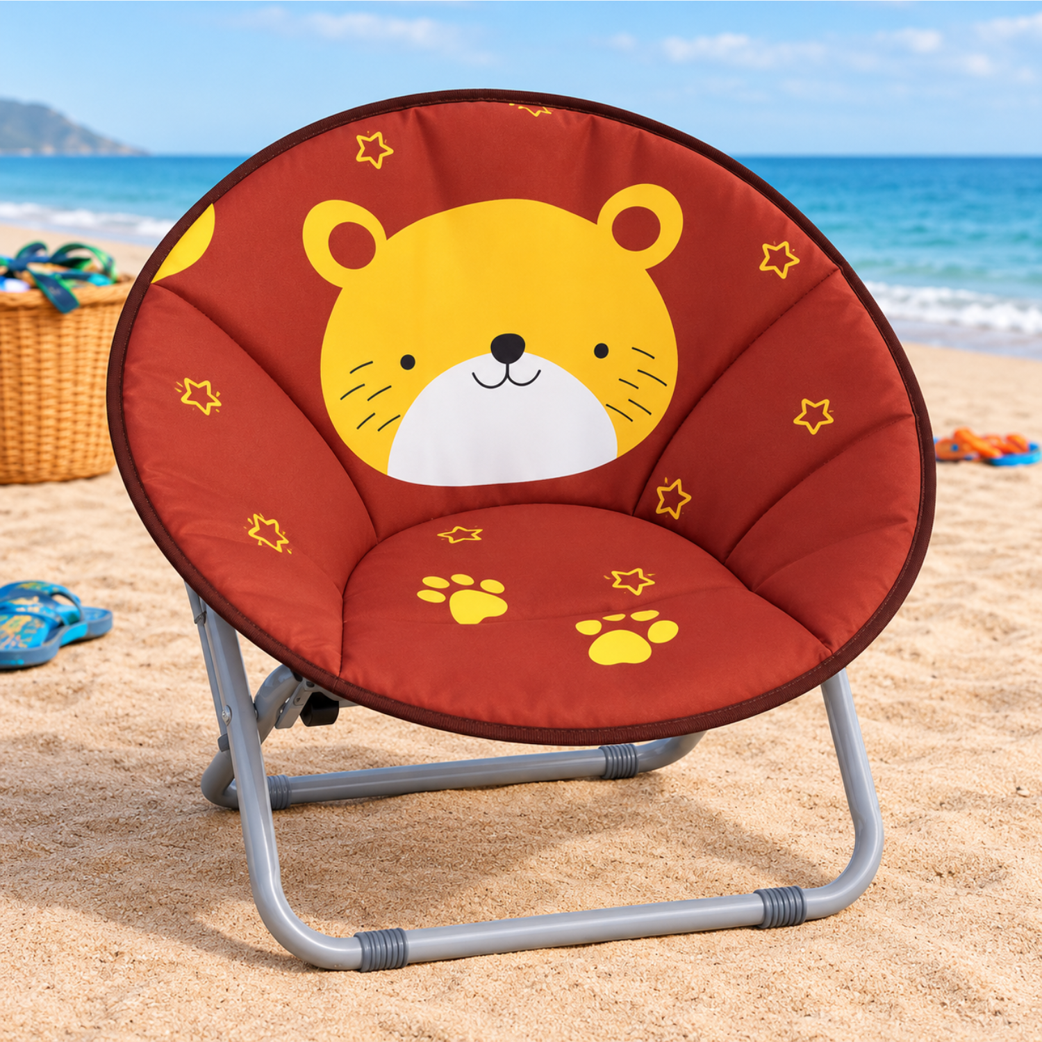 Kids Folding Animated Character Moon Chair for Indoor and Outdoor Use
