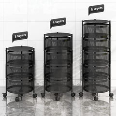 Multi Layer Rotating Round Shaped Kitchen Storage Organizer Rack