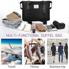 Foldable Expandable Travel Duffel Bag with Wheels Large Capacity